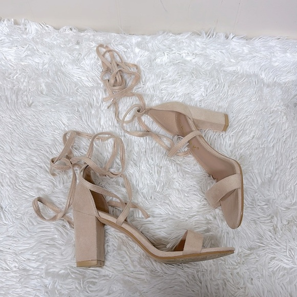 Allegra K Women's Solid Color Strap Block Heel Lace up Sandals - Picture 2 of 9